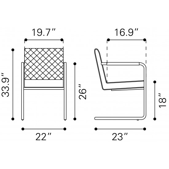 Quilt Dining Chair (Set of 2) Black