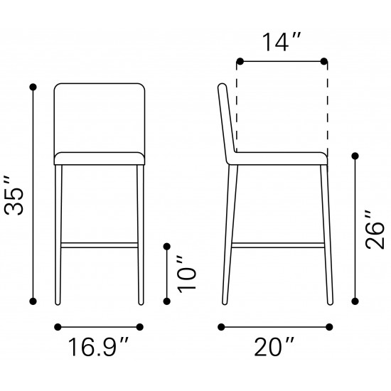 Confidence Counter Chair (Set of 2) Black