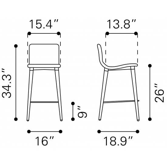 Jericho Counter Chair (Set of 2) Gray