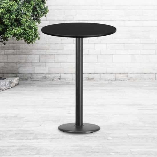 30'' Round Black Laminate Table Top with 18'' Round Bar Height Table Base