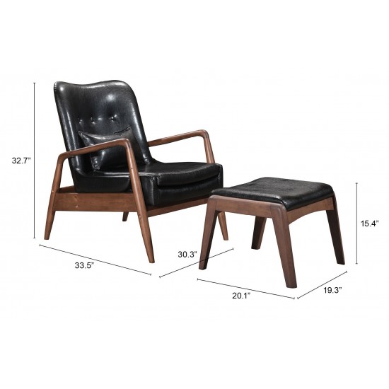 Bully Lounge Chair & Ottoman Black