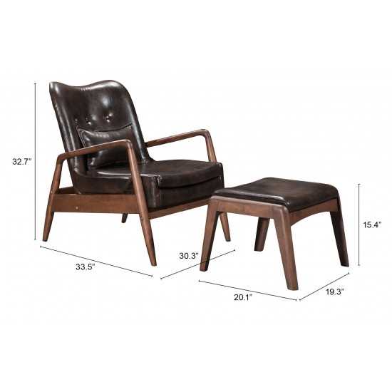 Bully Lounge Chair & Ottoman Brown