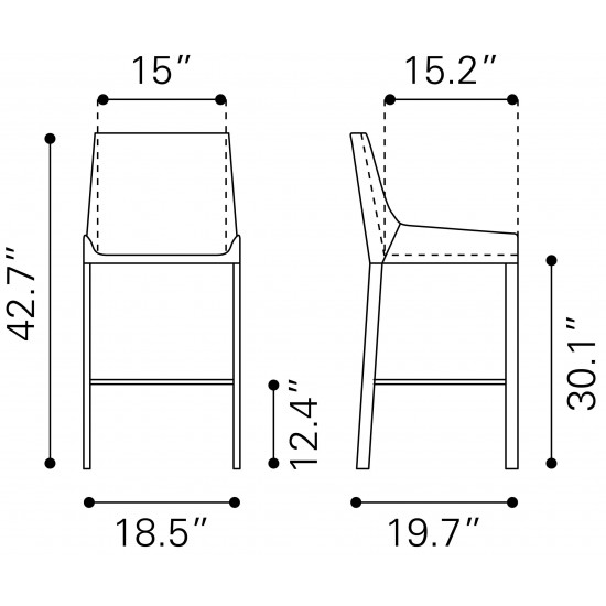 Fashion Bar Chair (Set of 2) Gray