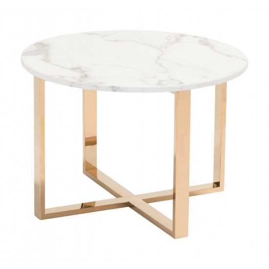 Globe End Table White & Gold