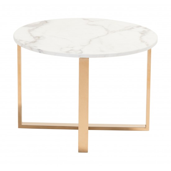 Globe End Table White & Gold