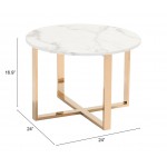 Globe End Table White & Gold