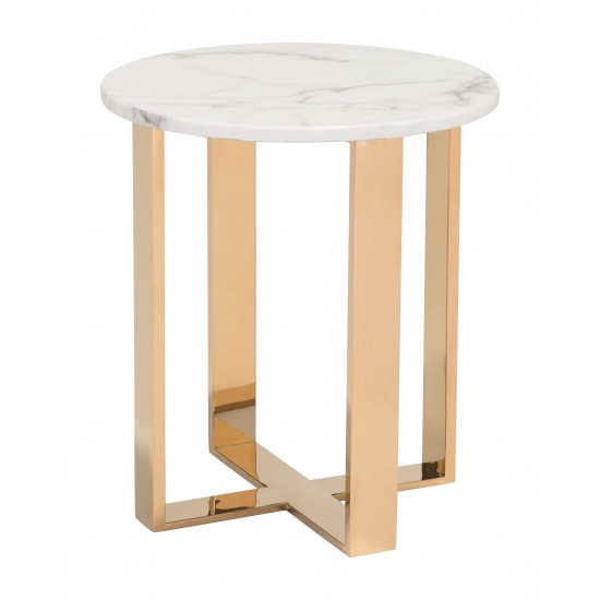 Atlas End Table White & Gold