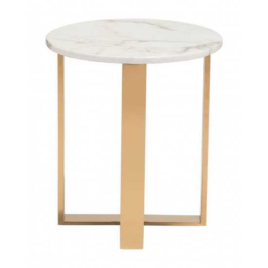 Atlas End Table White & Gold