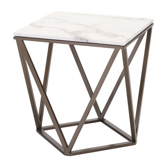 Tintern End Table White & Antique Brass