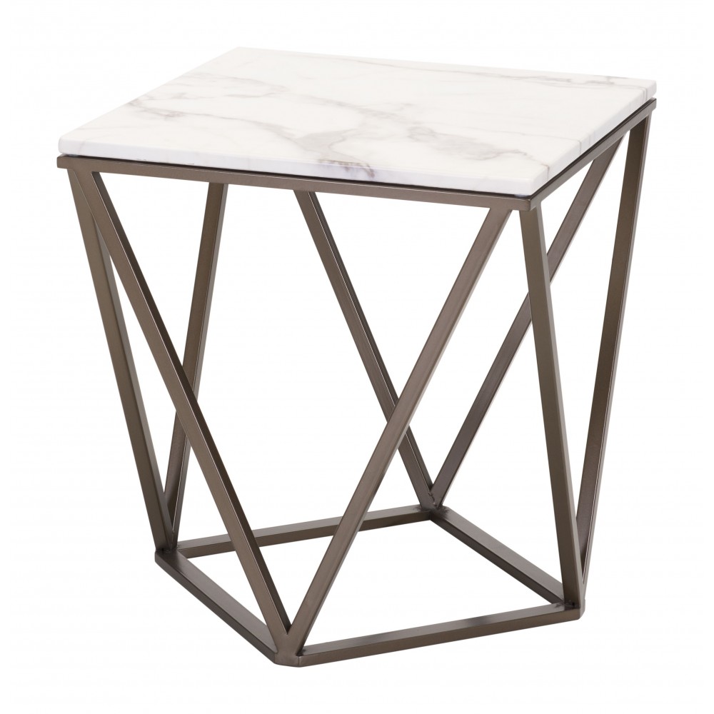 Tintern End Table White & Antique Brass Tintern End Table White & Antique Brass