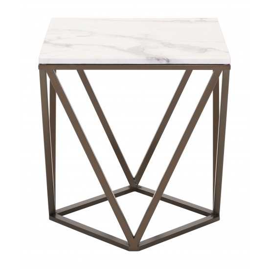 Tintern End Table White & Antique Brass