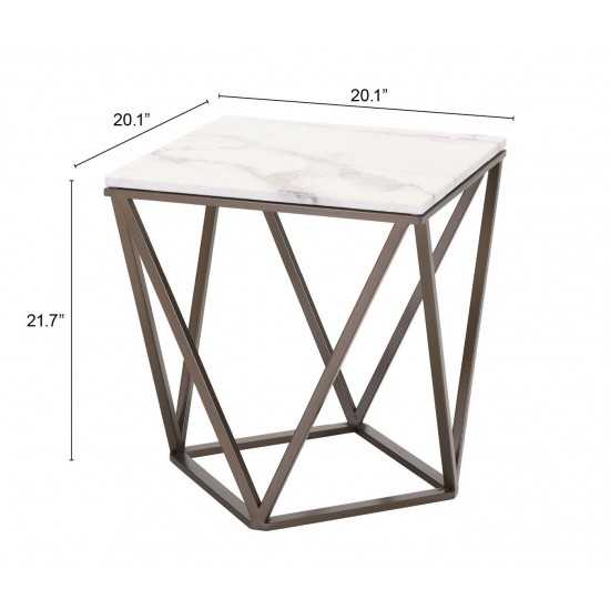 Tintern End Table White & Antique Brass