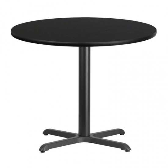 36'' Round Black Laminate Table Top with 30'' x 30'' Table Height Base