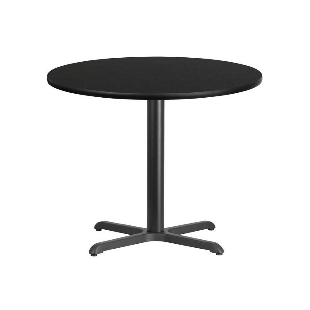 36'' Round Black Laminate Table Top with 30'' x 30'' Table Height Base