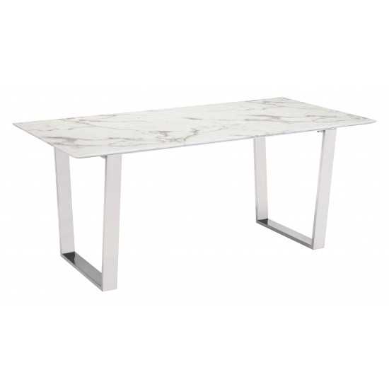 Atlas Dining Table White & Silver