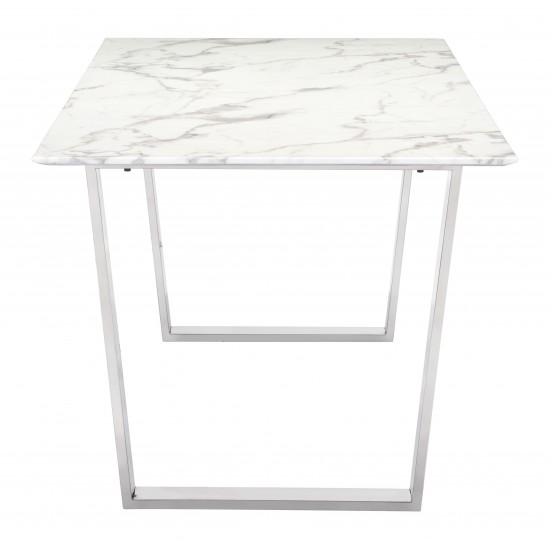 Atlas Dining Table White & Silver