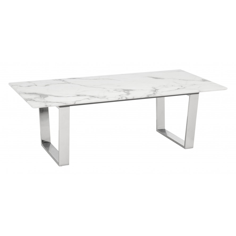 Atlas Coffee Table White & Silver