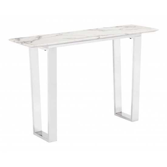 Atlas Console Table White & Silver