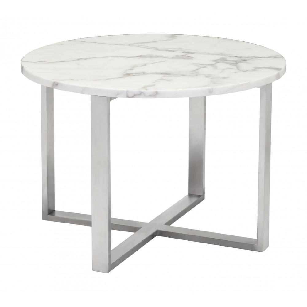 Globe End Table White & Silver Globe End Table White & Silver