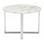 Globe End Table White & Silver