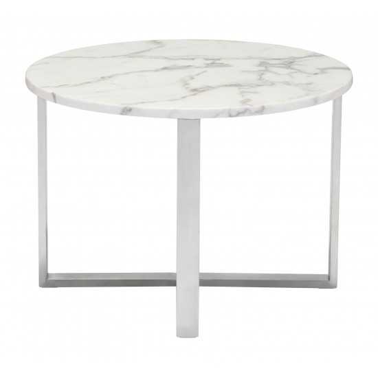 Globe End Table White & Silver