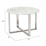 Globe End Table White & Silver