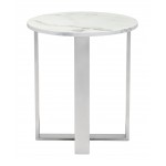 Atlas End Table Stone White & Silver