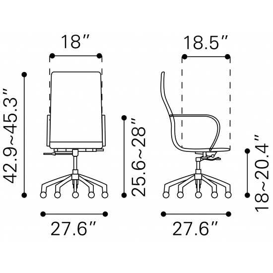 Glider High Back Office Chair Gray
