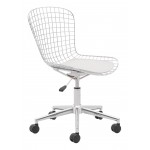 Wire Office Chair Chrome & White Cushion