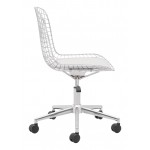 Wire Office Chair Chrome & White Cushion