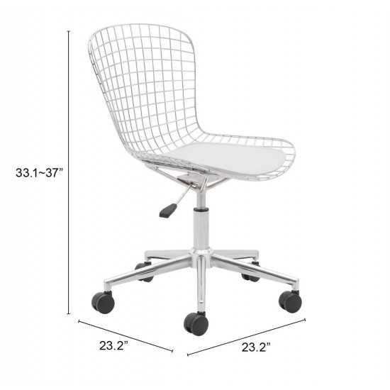 Wire Office Chair Chrome & White Cushion