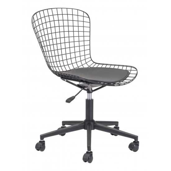 Wire Office Chair Black & Black Cushion