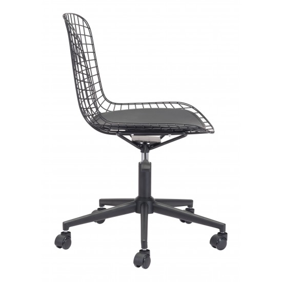 Wire Office Chair Black & Black Cushion