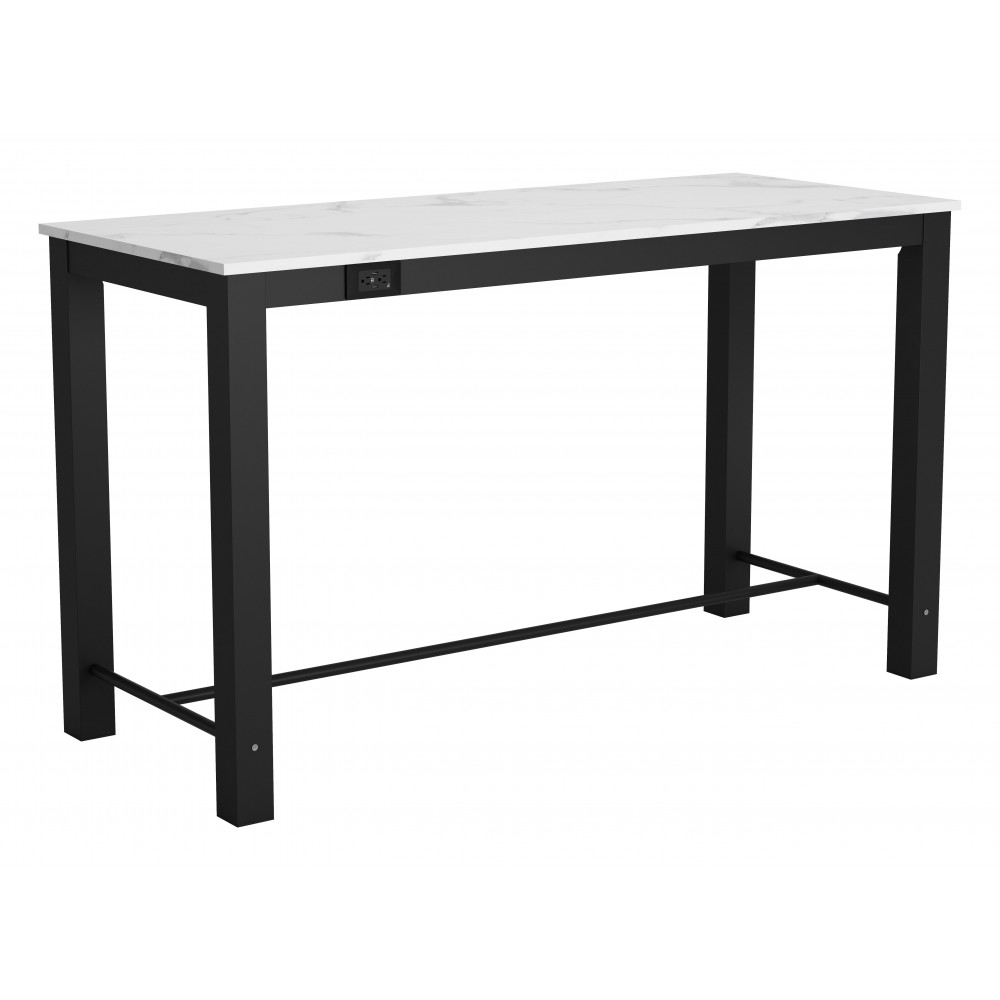 Dawson Faux Marble Bar Table White & Matte Black