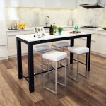 Dawson Faux Marble Bar Table White & Matte Black