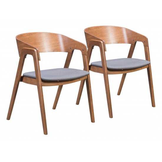 Alden Dining Arm Chair (Set of 2) Walnut & Dark Gray