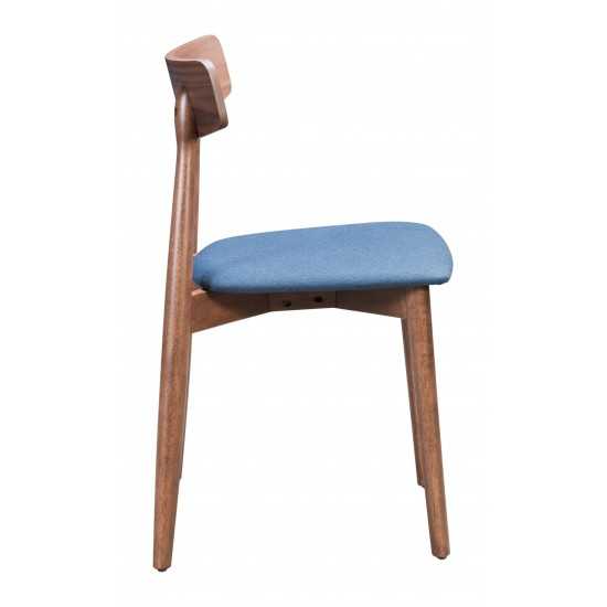 Newman Dining Chair (Set of 2) Walnut & Blue