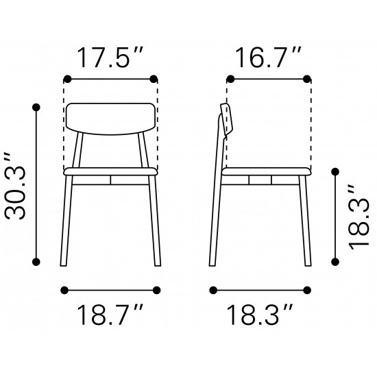 Newman Dining Chair (Set of 2) Walnut & Blue