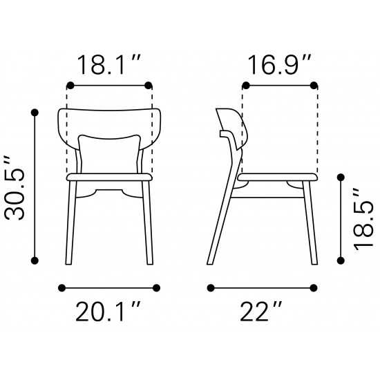 Russell Dining Chair (Set of 2) Walnut & Gray