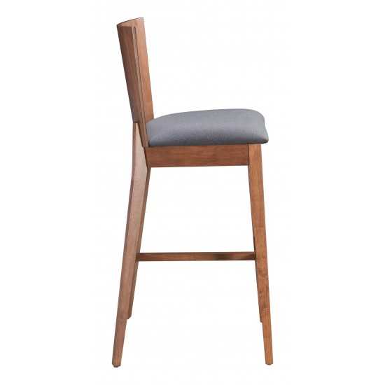 Ambrose Bar Chair (Set of 2) Walnut & Gray