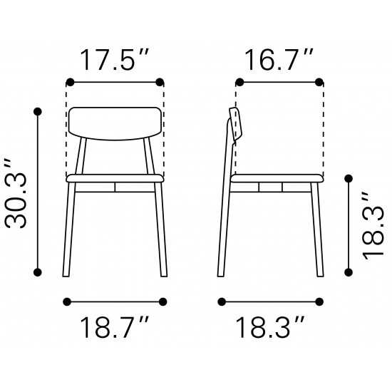 Newman Dining Chair (Set of 2) Walnut & Gray