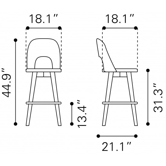 Anton Barstool (Set of 2) Walnut & Dark Gray