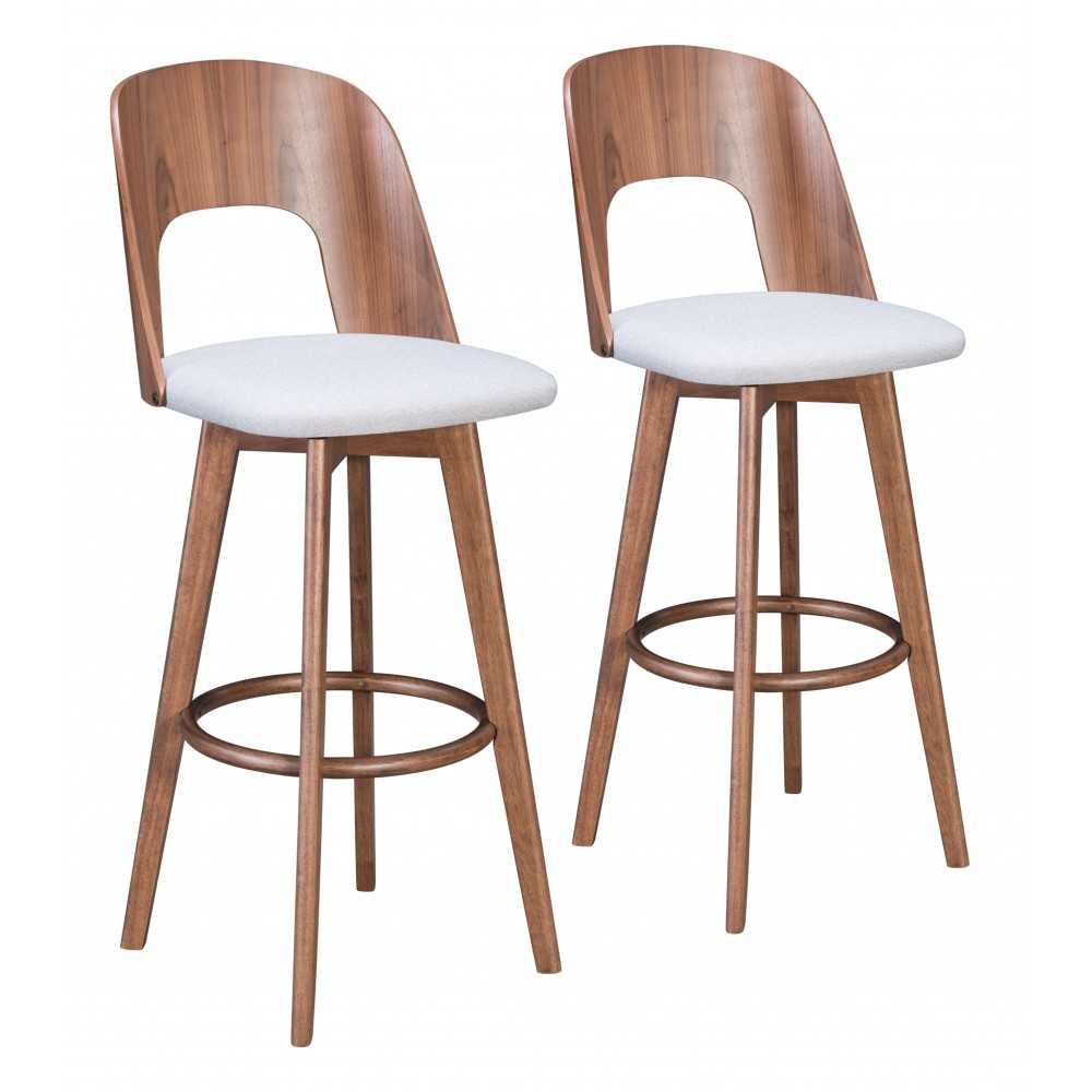 Anton Barstool (Set of 2) Walnut & Light Gray