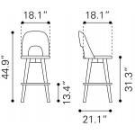 Anton Barstool (Set of 2) Walnut & Light Gray