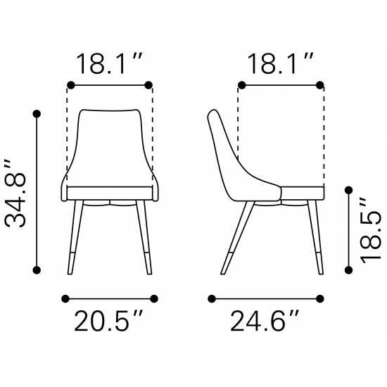 Piccolo Dining Chair (Set of 2) Gray