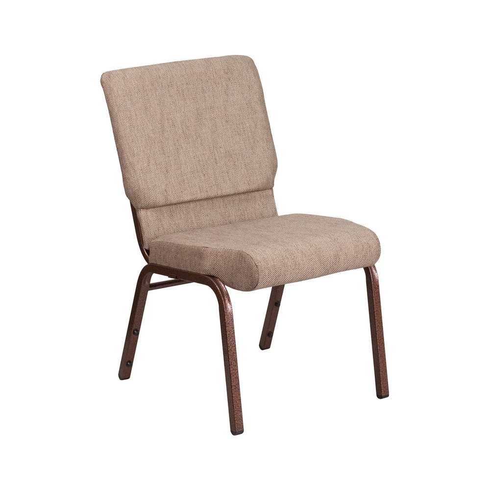 18.5''W Stacking Church Chair in Beige Fabric - Copper Vein Frame