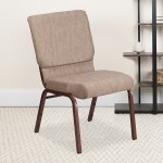 18.5''W Stacking Church Chair in Beige Fabric - Copper Vein Frame