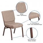 18.5''W Stacking Church Chair in Beige Fabric - Copper Vein Frame