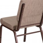 18.5''W Stacking Church Chair in Beige Fabric - Copper Vein Frame