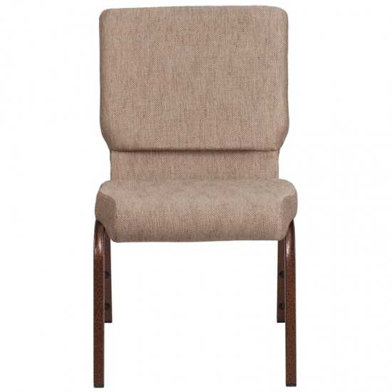 18.5''W Stacking Church Chair in Beige Fabric - Copper Vein Frame